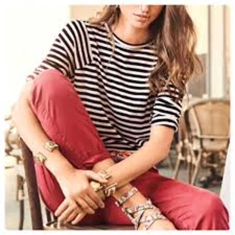 Cabi Hutton Nantucket Low Rise Tapered Leg Pants Cotton Red Women's 14 Skinny